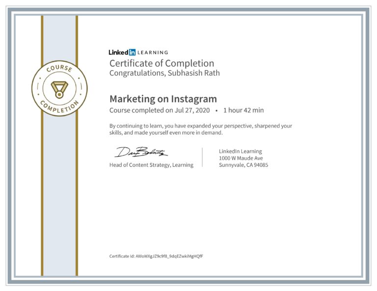 LinkedIn Learning Certificate - Instagram Marketing
